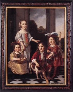 Kinder Malerei - Porträt von vier Kindern Barock Nicolaes Maes